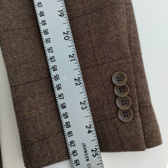 Bellissimo Blazer 40R Brown Windowpane 100% Wool Sport Coat Jacket - Picture 9 of 12